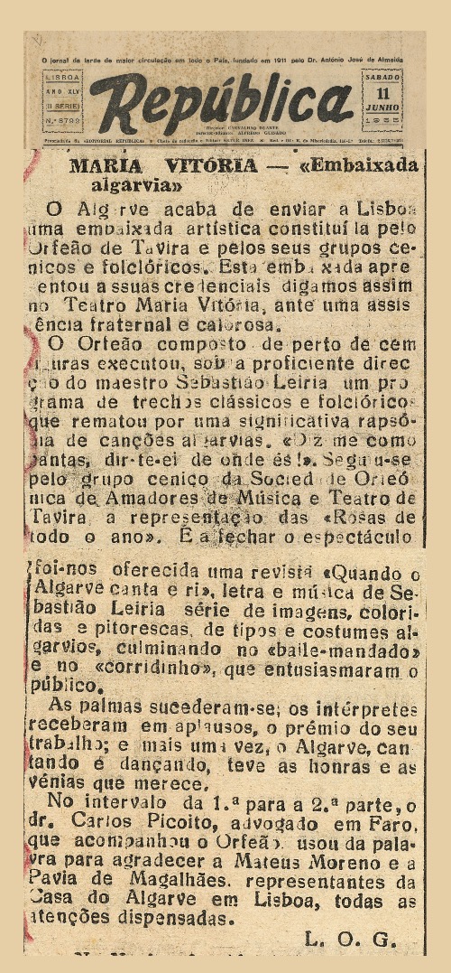 Jornal Republica Teatro Maria Vitoria Sebastiao Leiria